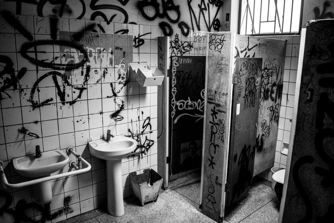 Graffiti in a public restroom